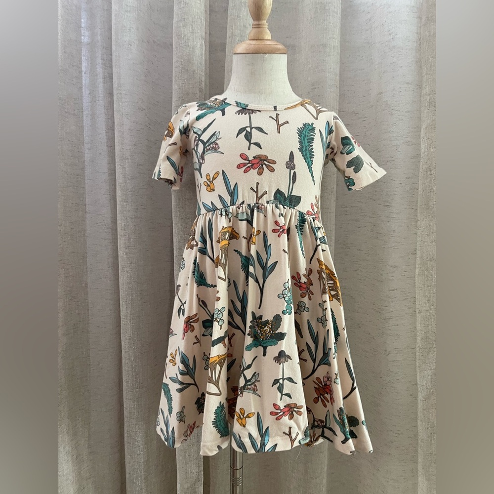 Alice+Ames Floral Print Kids Dress - Cream